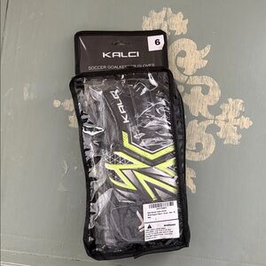 Kalci Black and Neon Green Goalie Gloves
